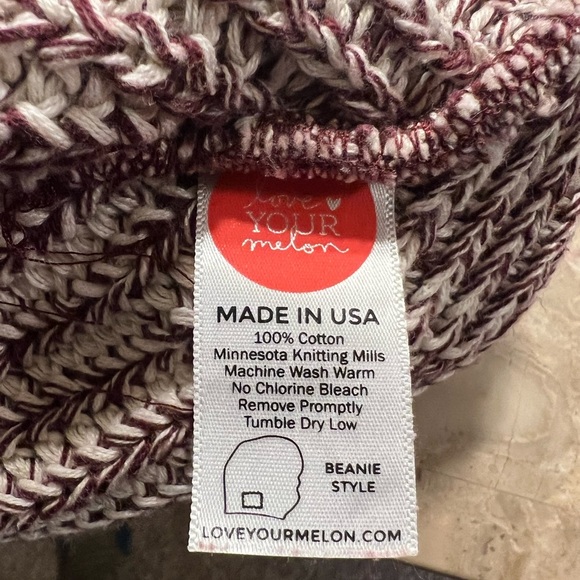 Love Your Melon Knit Beanie - Maroon and White - Picture 4 of 4